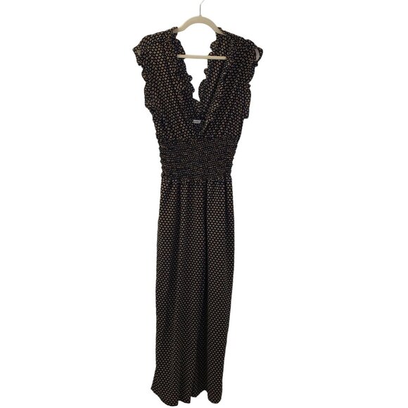 Max Studio Graphic Print Double V-Neck Jumpsuit Size Medium - Picture 1 of 8